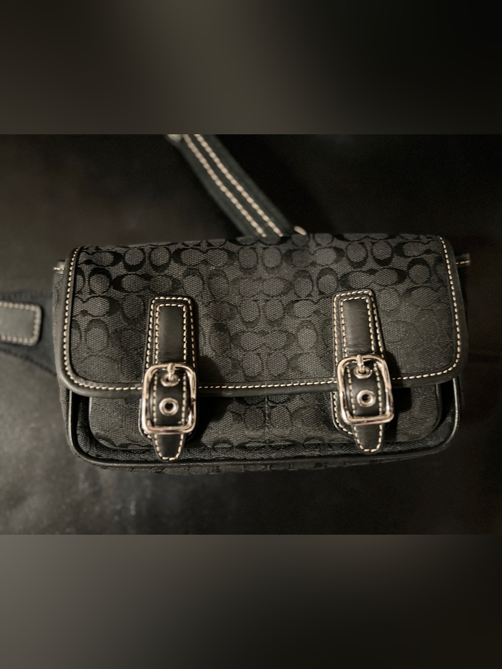 Coach Black Signature Belt Bag